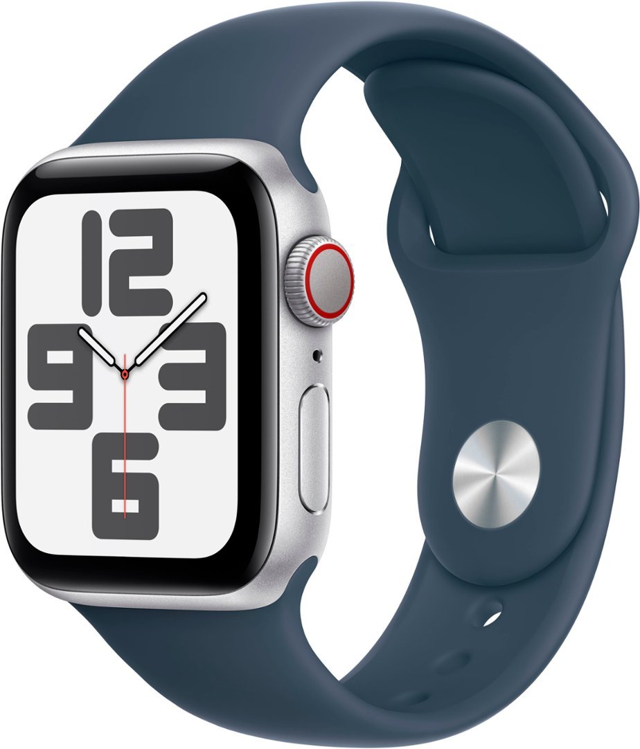Apple Watch SE 2nd Generation (GPS + Cellular) 40mm Silver Aluminum Case with Storm Blue Sport Band Small-Medium - RECON+