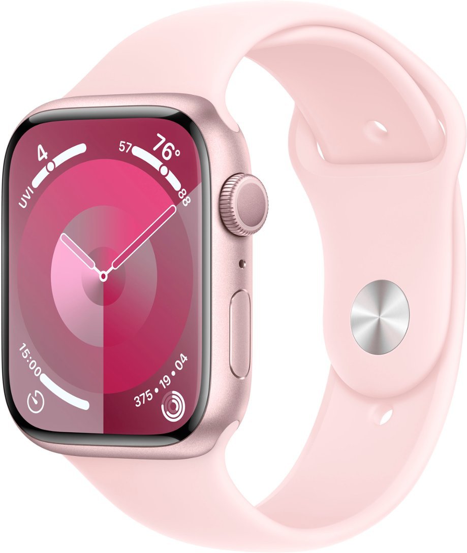 Apple Watch Series 9 (GPS) 45mm Pink Aluminum Case with Light Pink Sport Band Small-Medium - RECON+