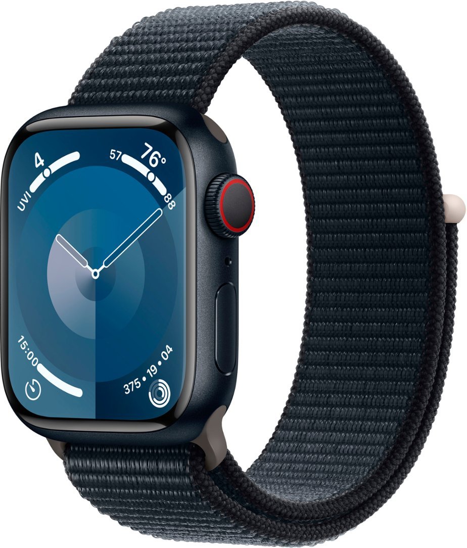 Apple Watch Series 9 (GPS + Cellular) 41mm Midnight Aluminum Case with Midnight Sport Loop - RECON+