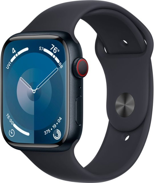 Apple Watch Series 9 (GPS + Cellular) 45mm Midnight Aluminum Case with Midnight Sport Band Medium-Large - RECON+