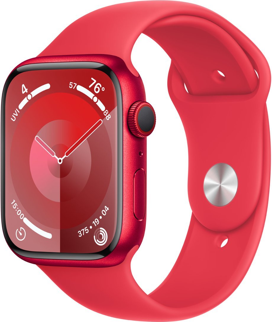 Apple Watch Series 9 (GPS + Cellular) 45mm Red Aluminum Case with Red Sport Band Medium-Large Red - RECON+