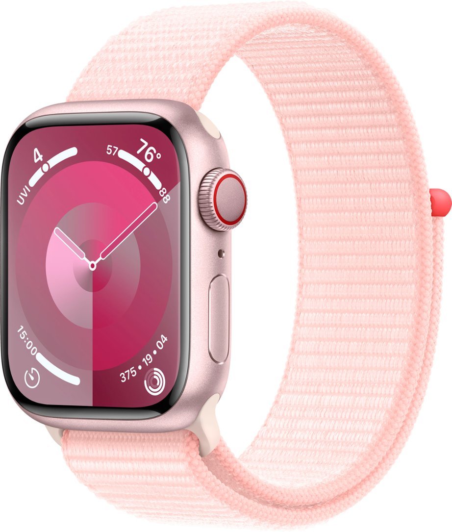 Apple Watch Series 9 (GPS + Cellular) 41mm Pink Aluminum Case with Light Pink Sport Loop - RECON+