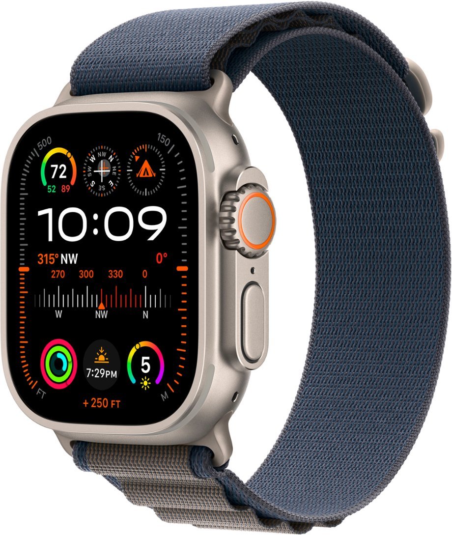 Apple Watch Ultra 2 (GPS + Cellular) 49mm Titanium Case with Blue Alpine Loop Medium - RECON+