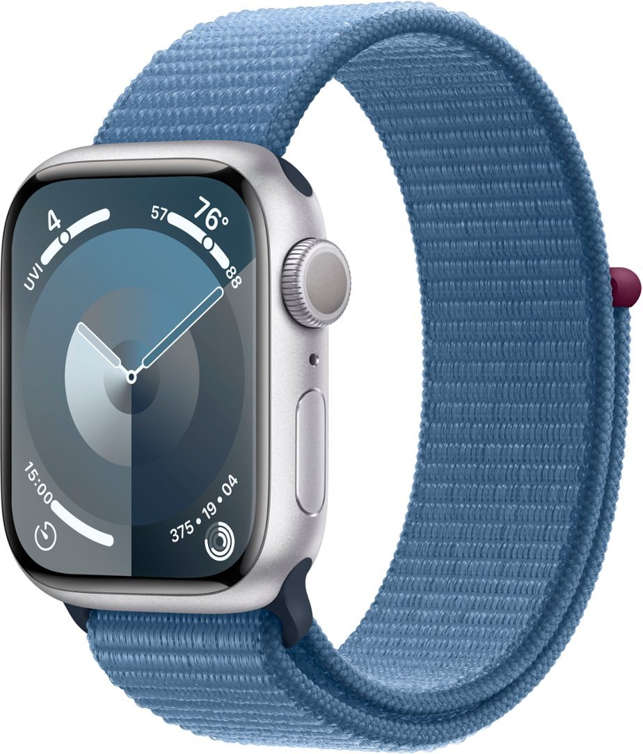 Apple Watch Series 9 (GPS) 41mm Silver Aluminum Case with Winter Blue Sport Loop - RECON+