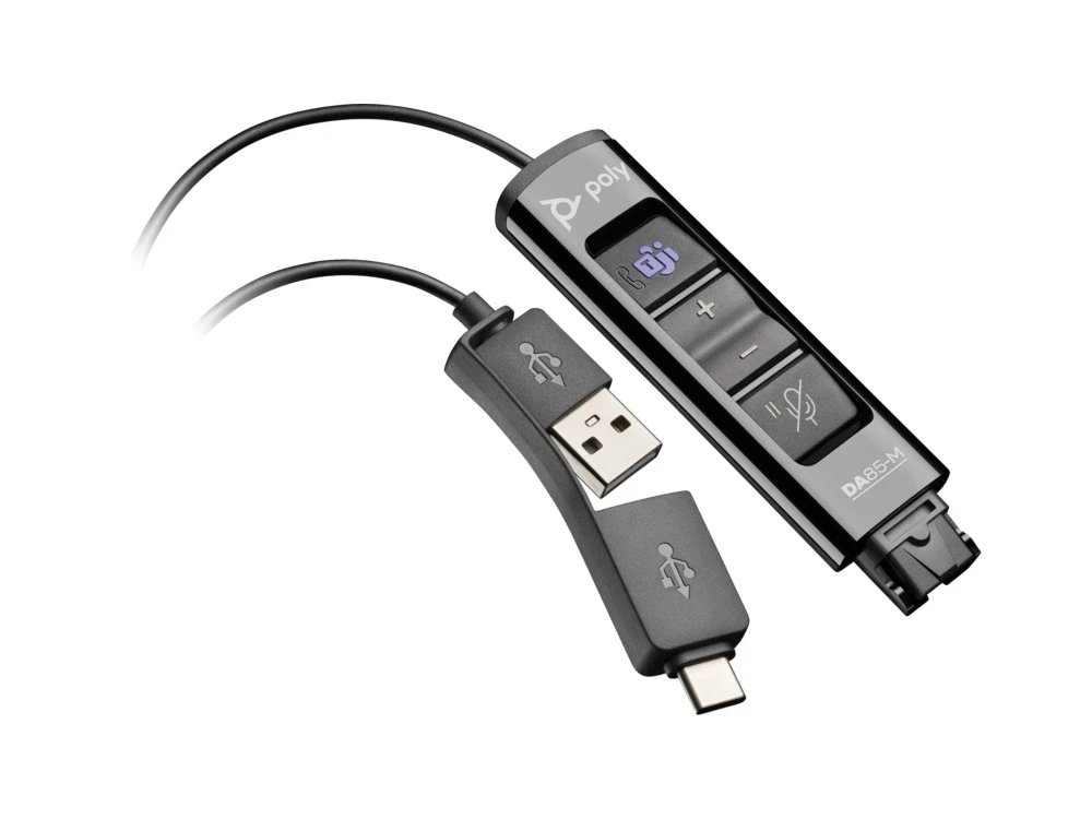 Poly DA85-M USB to QD Black Adapter Microsoft Teams Certified | 786C8AA