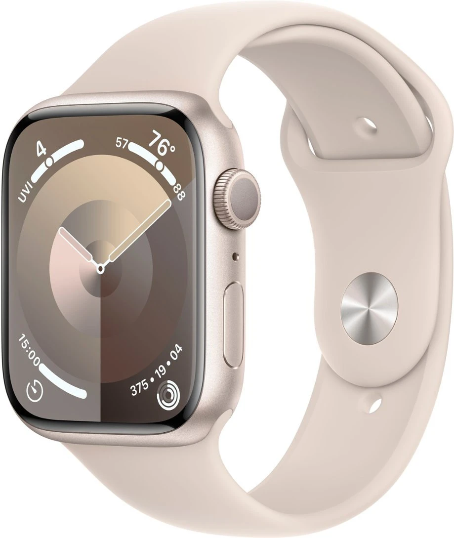 Apple Watch Series 9 (GPS) 45mm Starlight Aluminum Case with Starlight Sport Band - Medium-Large - RECON+