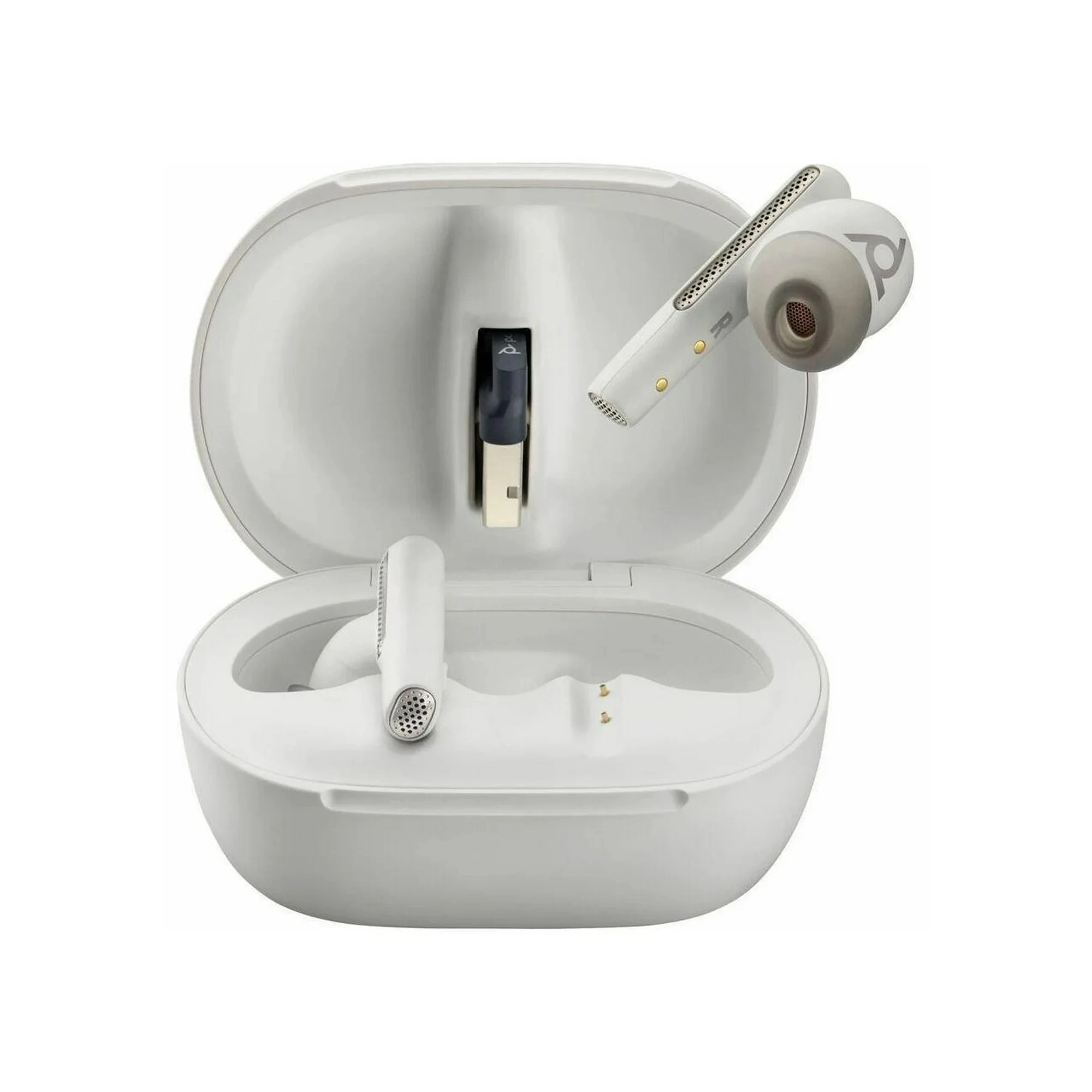 Poly Voyager Free 60+ True Wireless Earbuds + BT700 USB-C Adapter + Touchscreen Charging Case (7Y8G6AA) White