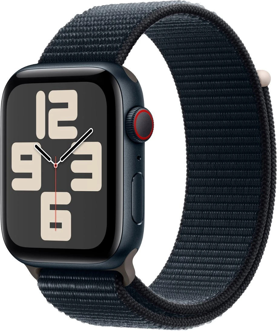 Apple Watch SE 2nd Generation (GPS + Cellular) 44mm Midnight Aluminum Case with Midnight Sport Loop - Midnight - RECON+