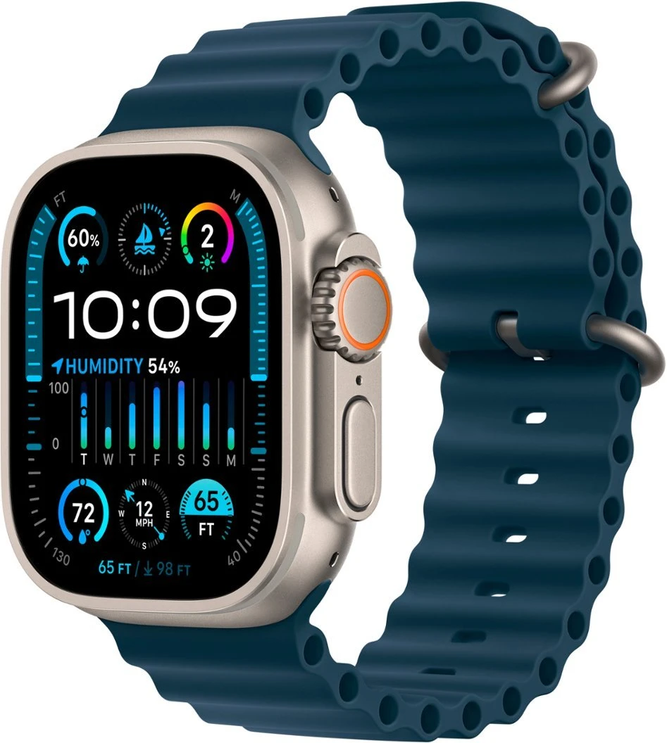 Apple Watch Ultra 2 (GPS + Cellular) 49mm Titanium Case with Blue Ocean Band - RECON