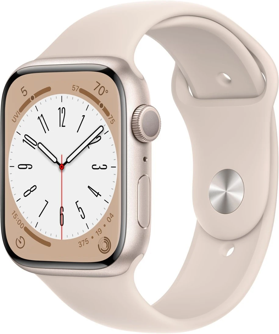 Apple Watch Series 8 (GPS) 45mm Starlight Aluminum Case with StarLight Sport Band Small-Medium - RECON+