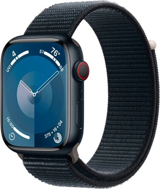 Apple Watch Series 9 (GPS + Cellular) 45mm Midnight Aluminum Case with Midnight Sport Loop
